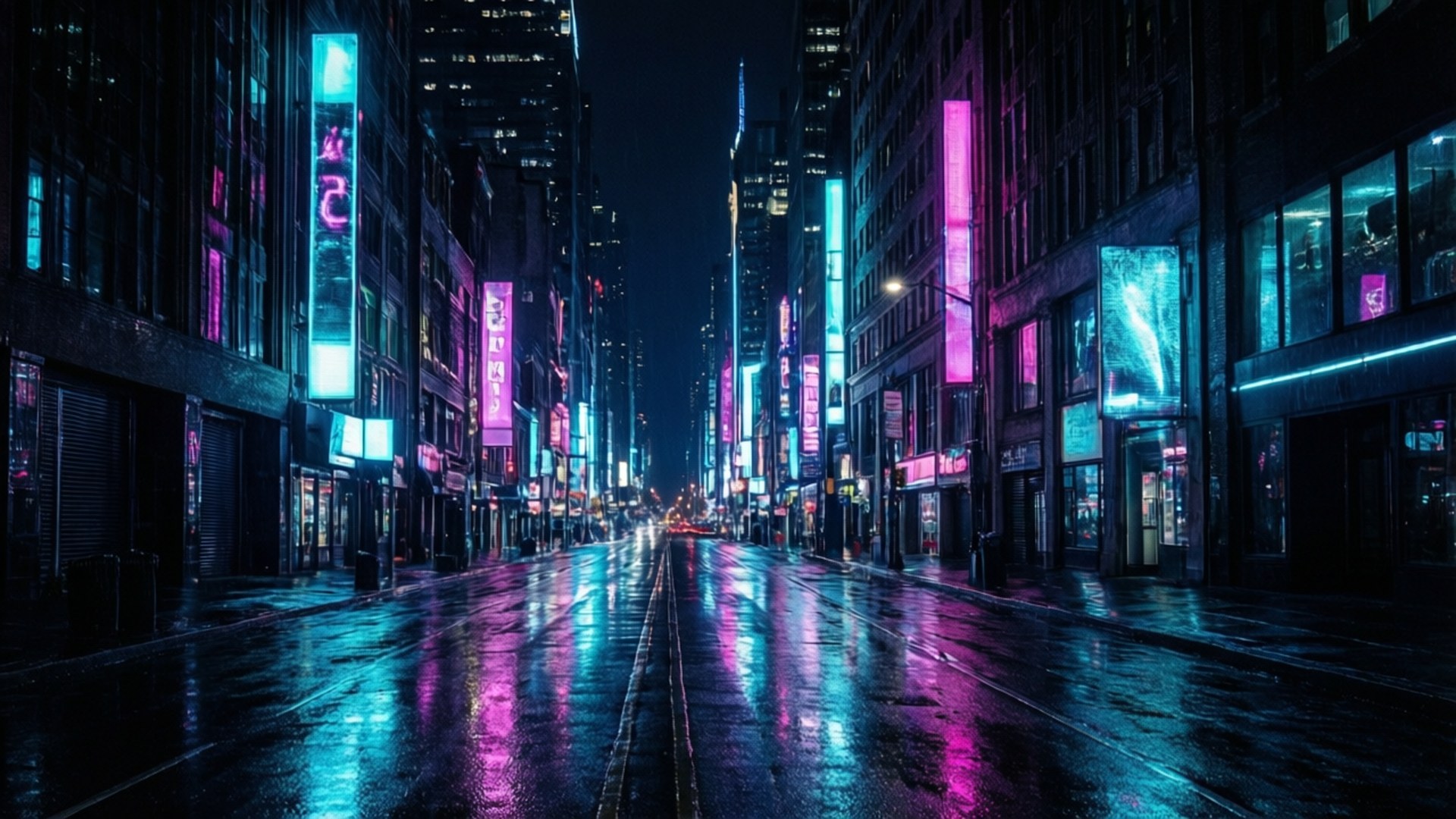 霓虹城市景观OLED 壁纸