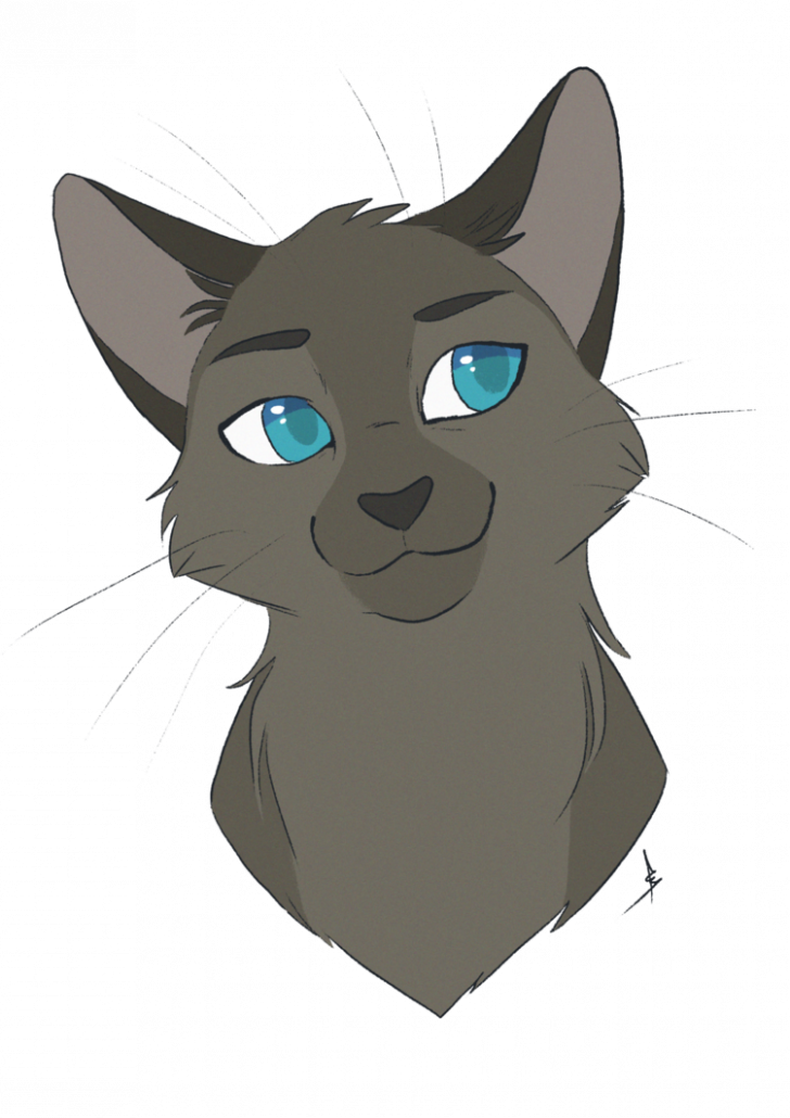 蓝色眼睛猫咪动画素描.PNG 壁纸