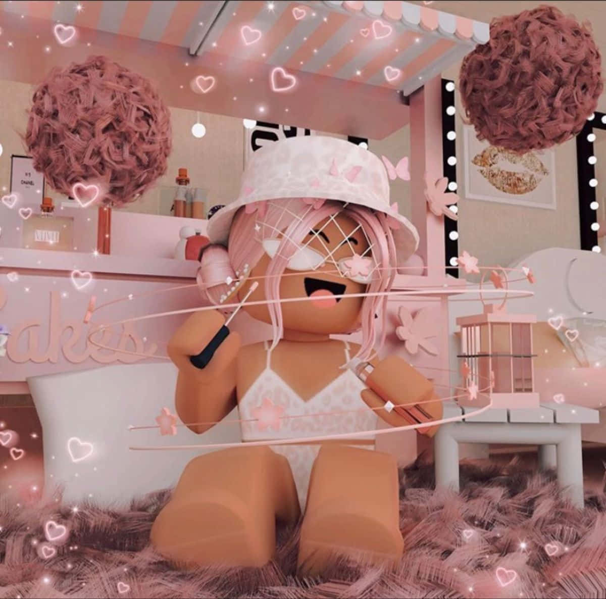 Preppy女孩Roblox粉色房间图片 壁纸