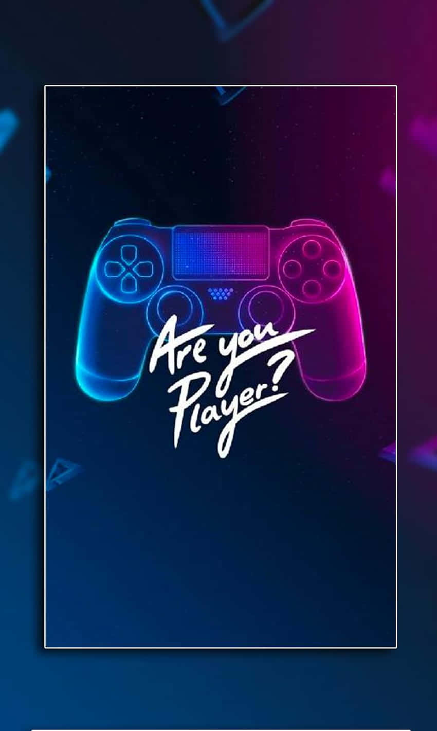 蓝色和紫色的PS4手柄，上面写着“你是玩家吗？” 壁纸