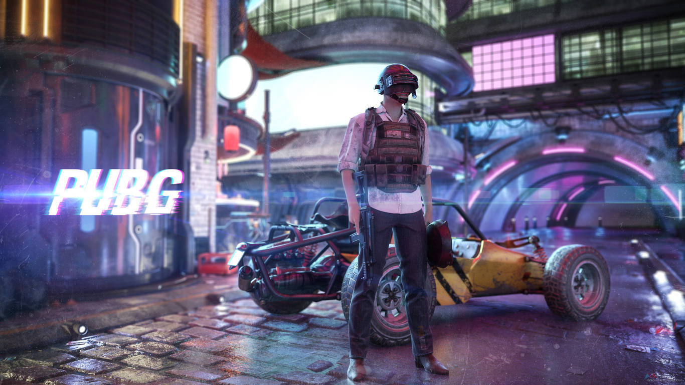 维克托在霓虹之城 PUBG 1366x768 壁纸