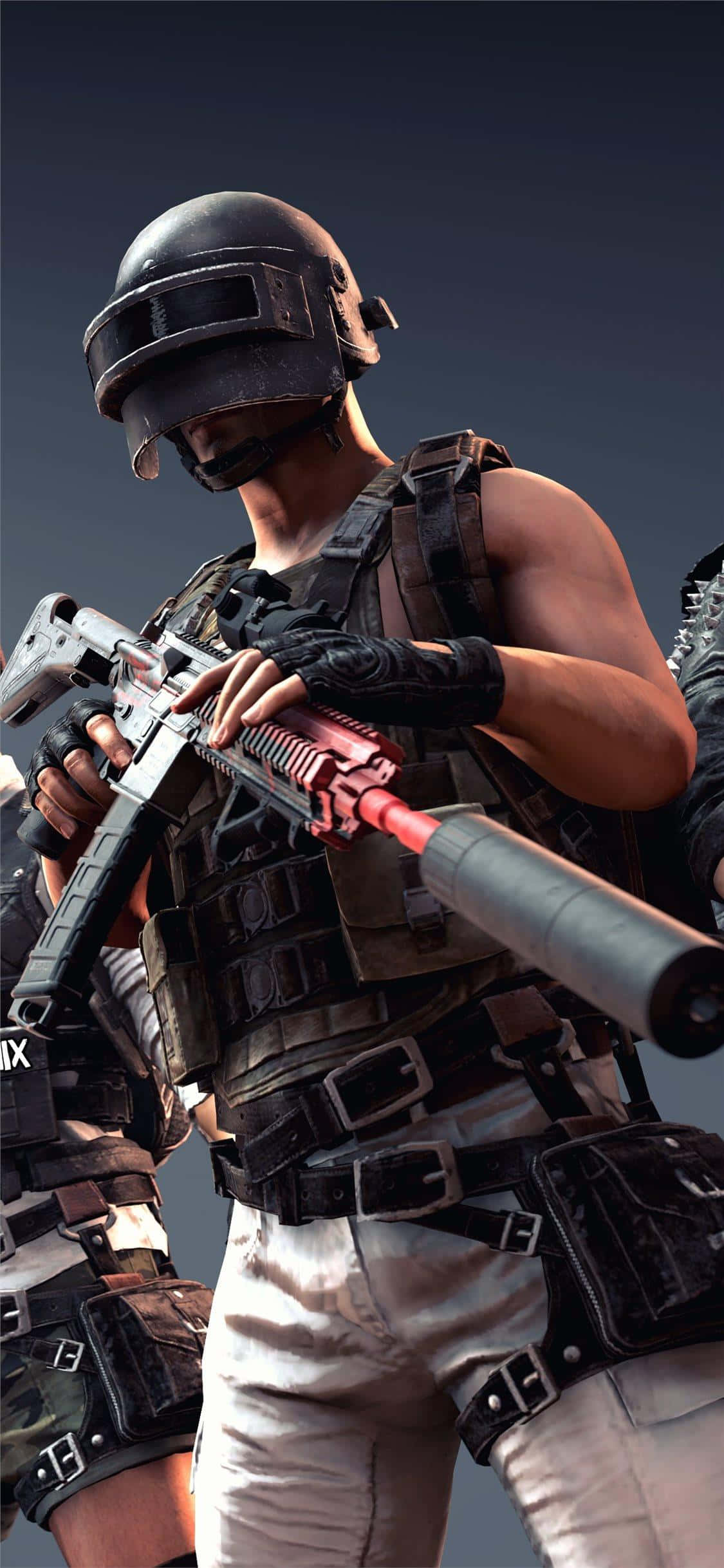 玩家手持黑红步枪 PUBG iPhone 壁纸