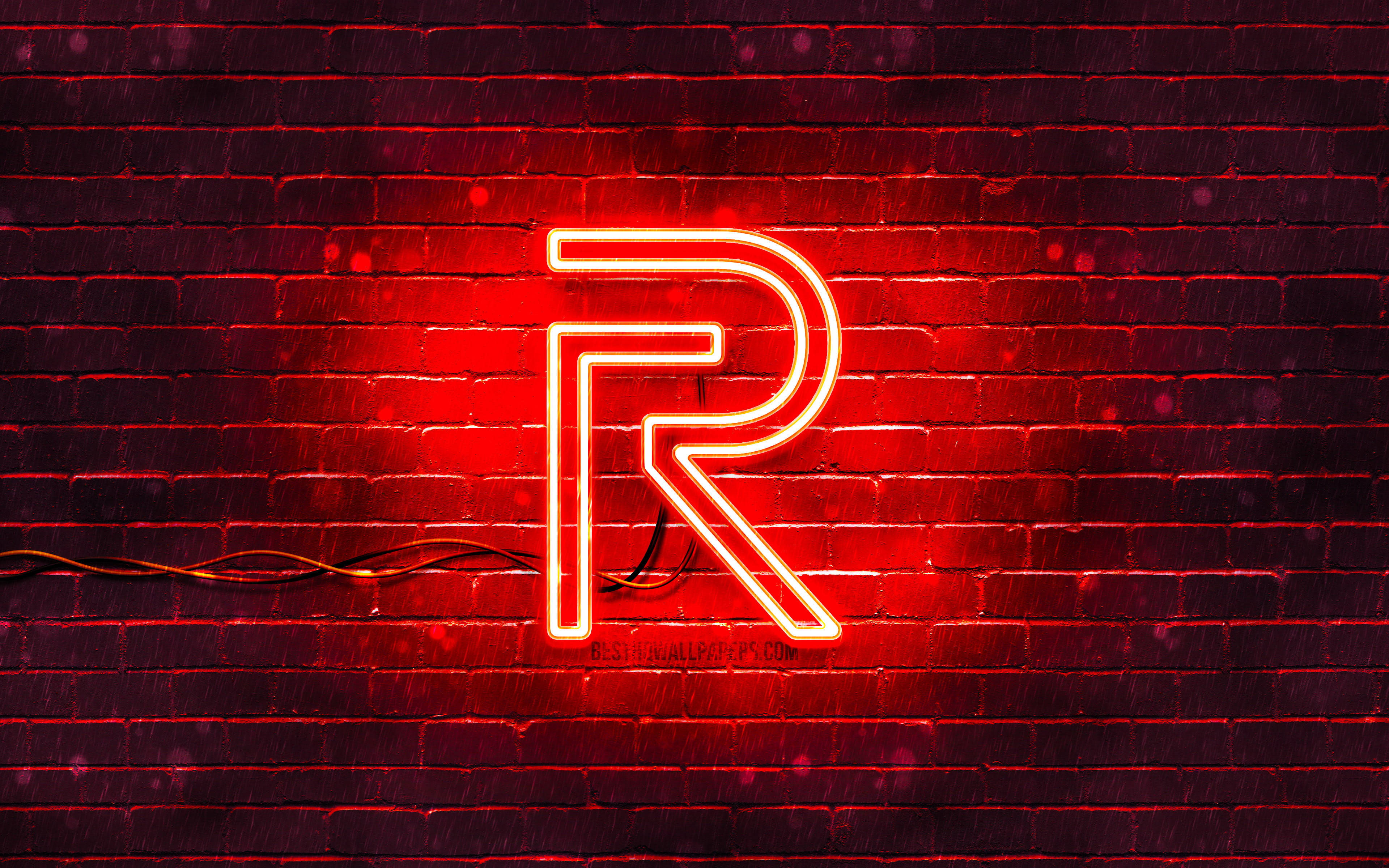 Realme 红色霓虹标志 壁纸