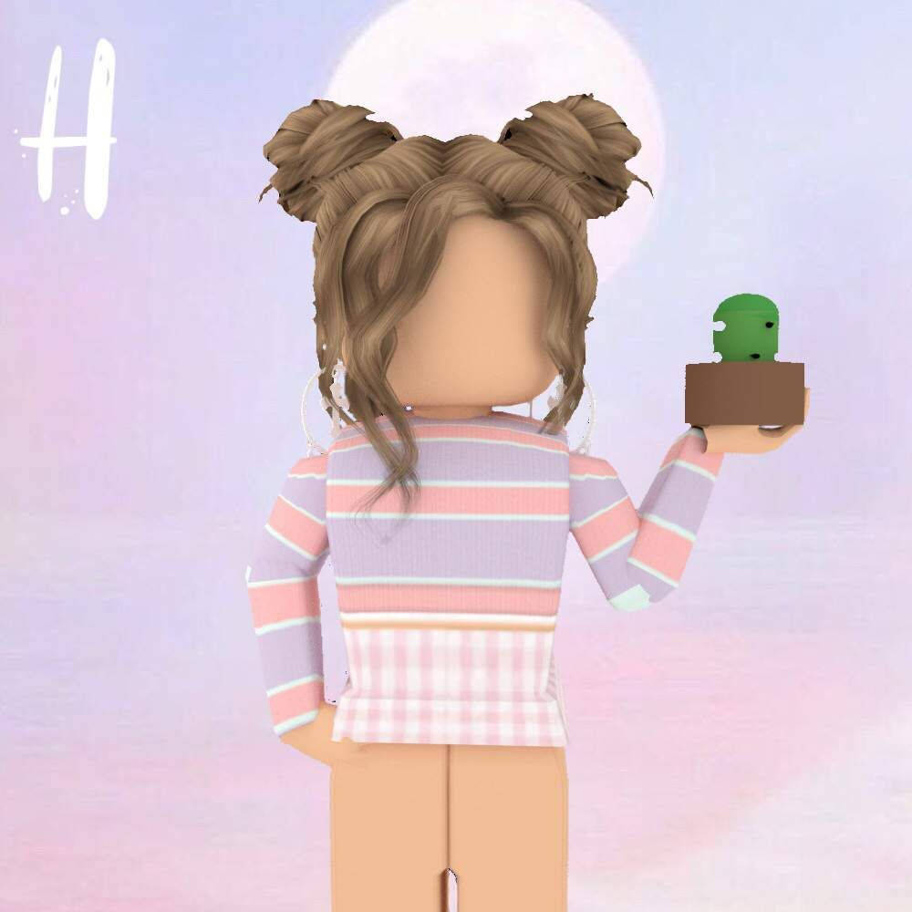 Roblox女孩角色与多肉植物 壁纸