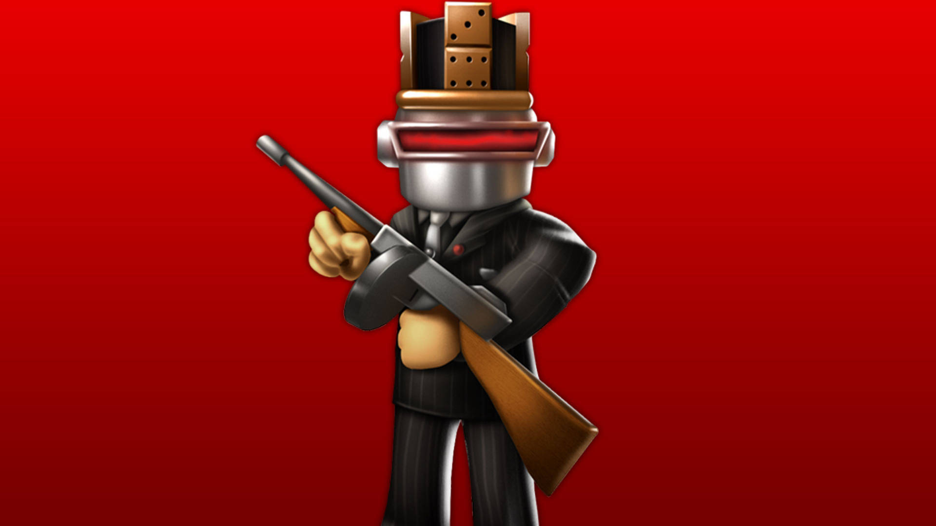 Roblox 视频游戏中机器人枪手头像的精彩壁纸。