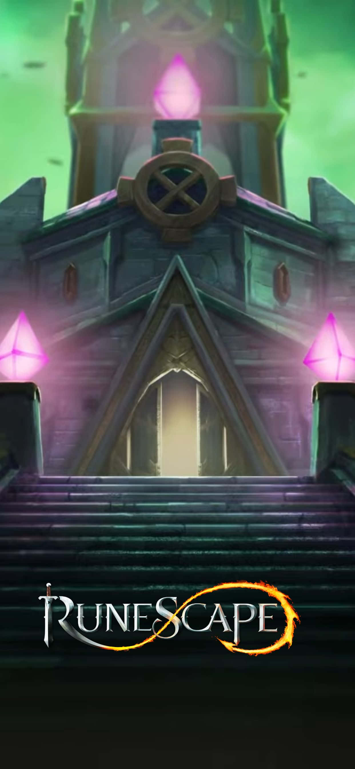 《Runescape》游戏中美丽的蓝天，从iPhone XS Max屏幕所见 壁纸