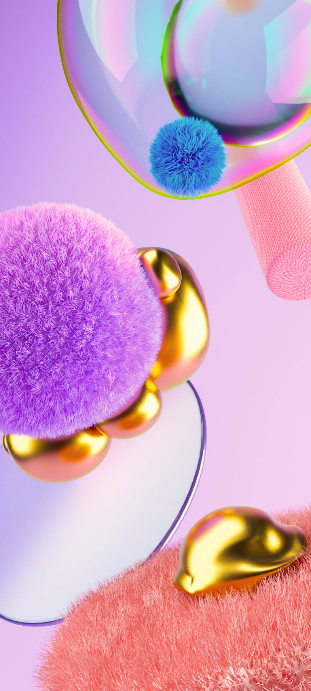 惊艳Samsung A71 surrounded by vibrant powder puffs 壁纸