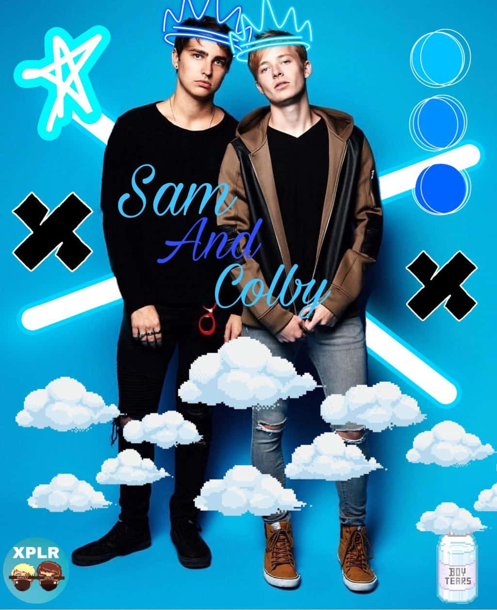 Sam和Colby蓝色云朵 壁纸