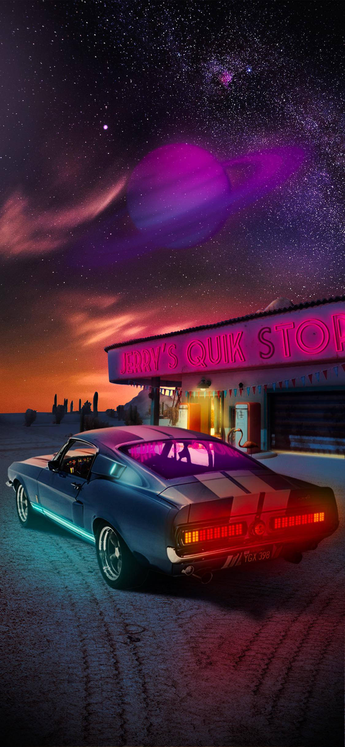 蓝色 Shelby Mustang 汽车 iPhone 壁纸