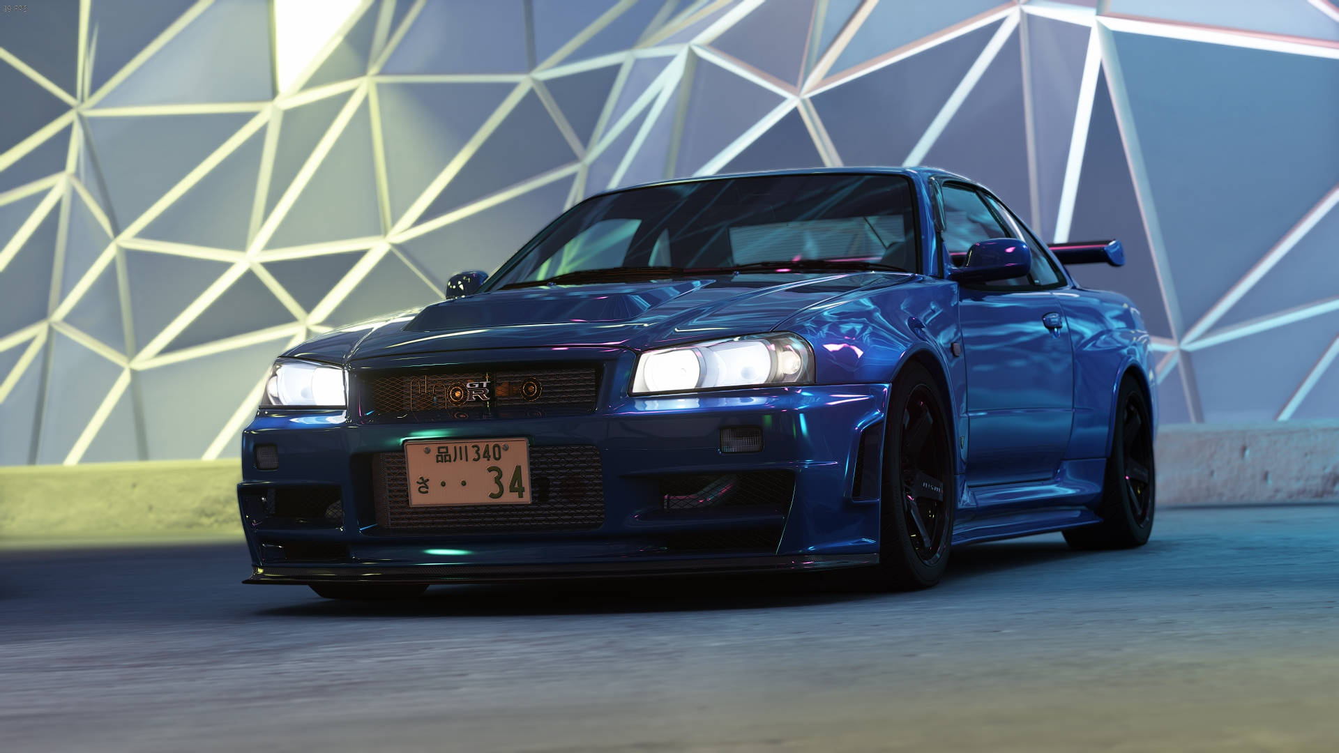 定制蓝色日产Skyline GTR R34 壁纸