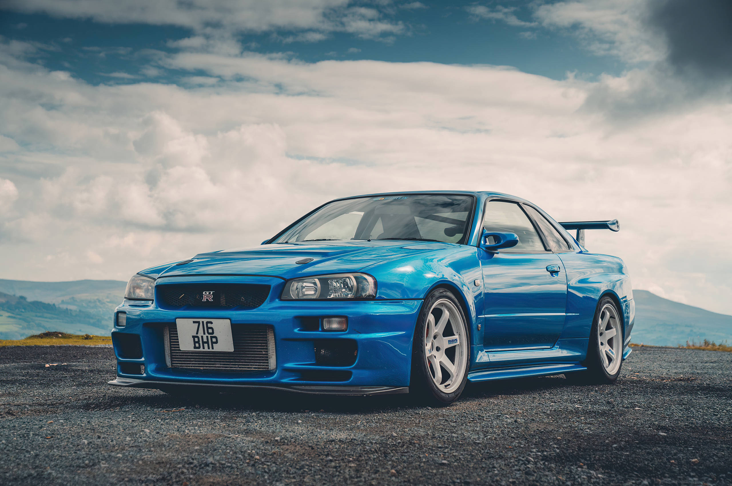 蓝绿色日产Skyline GTR R34 壁纸