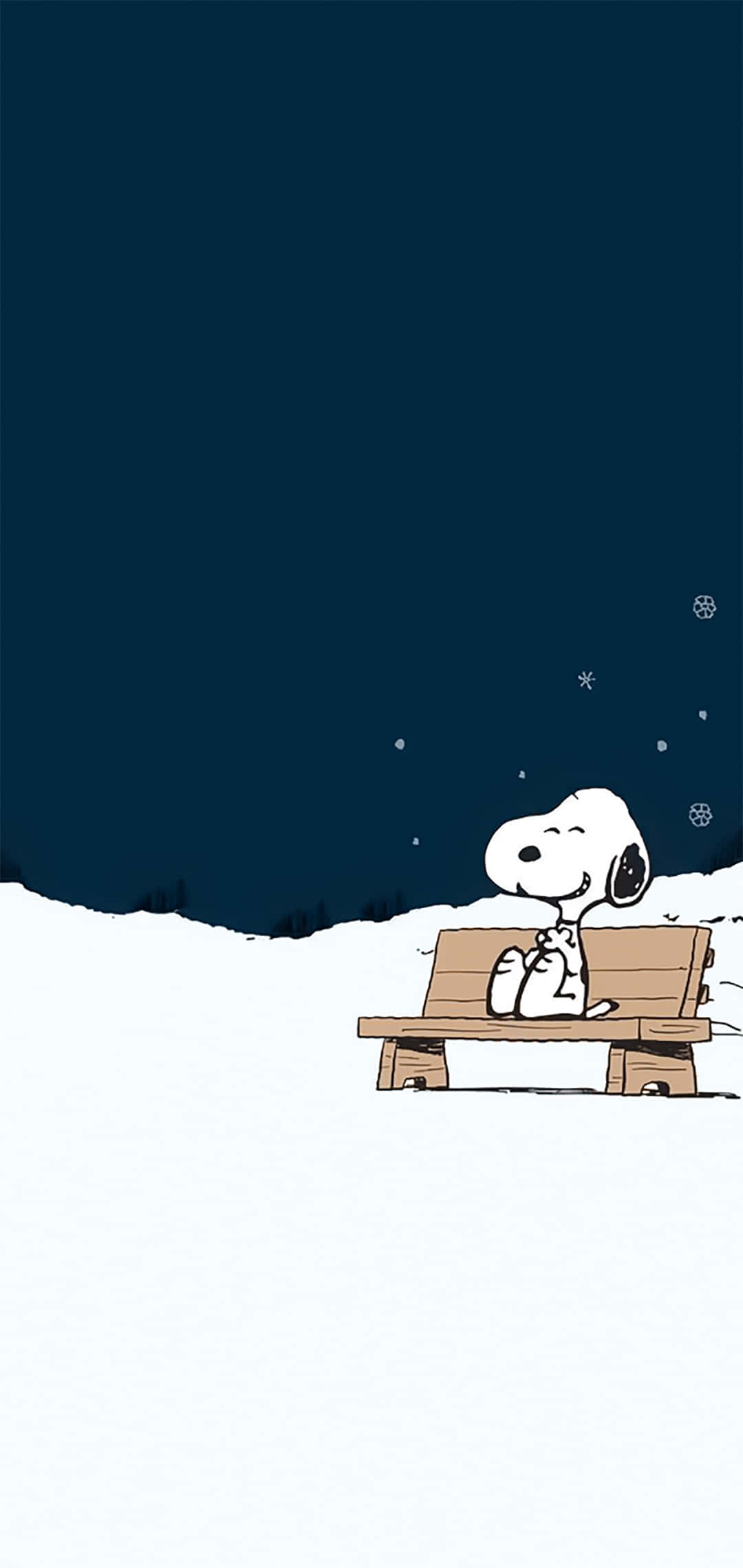 Snoopy 坐在长凳上 花生漫画 圣诞节 壁纸