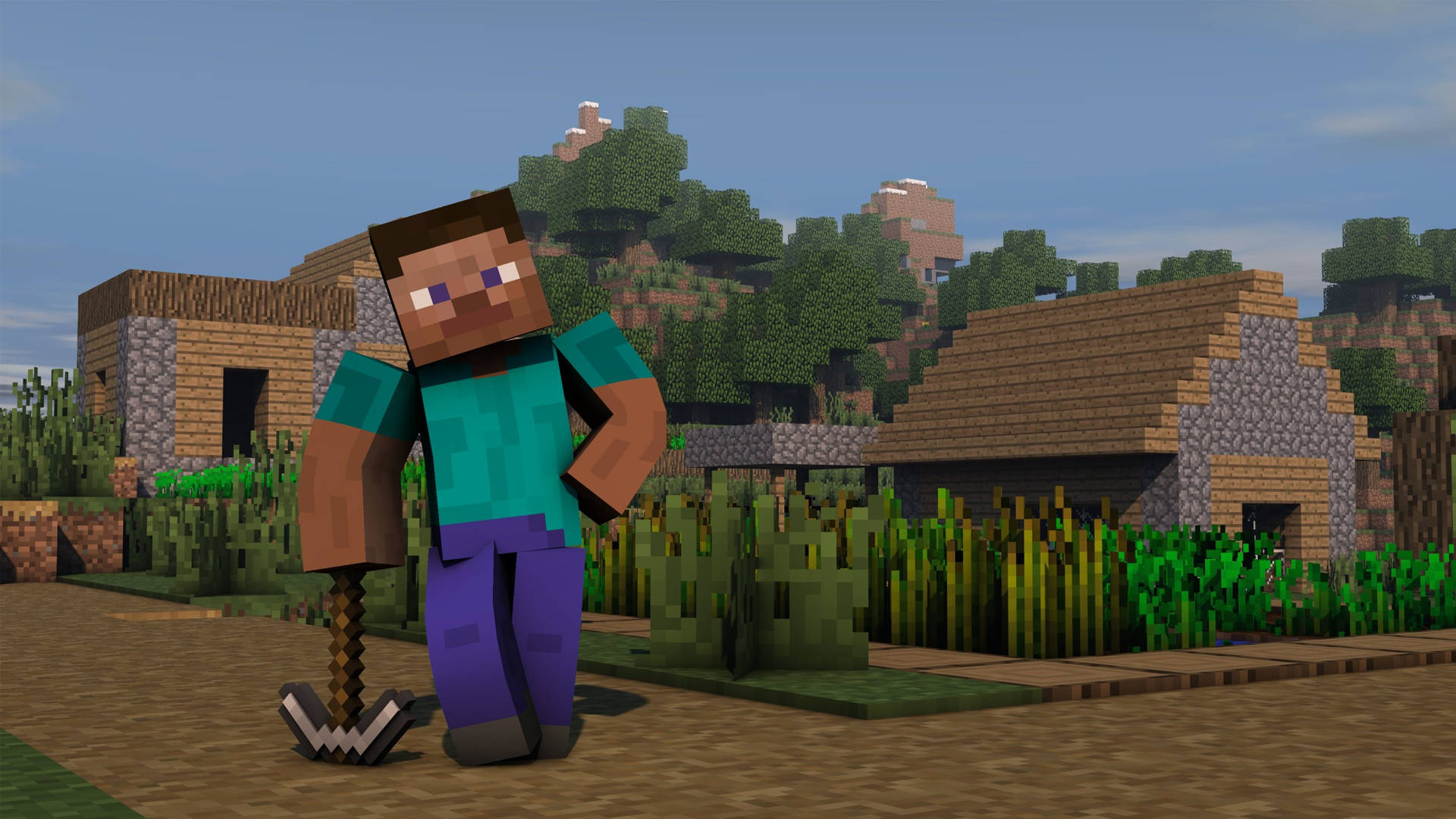 Steve持铁镐 Minecraft高清壁纸 壁纸