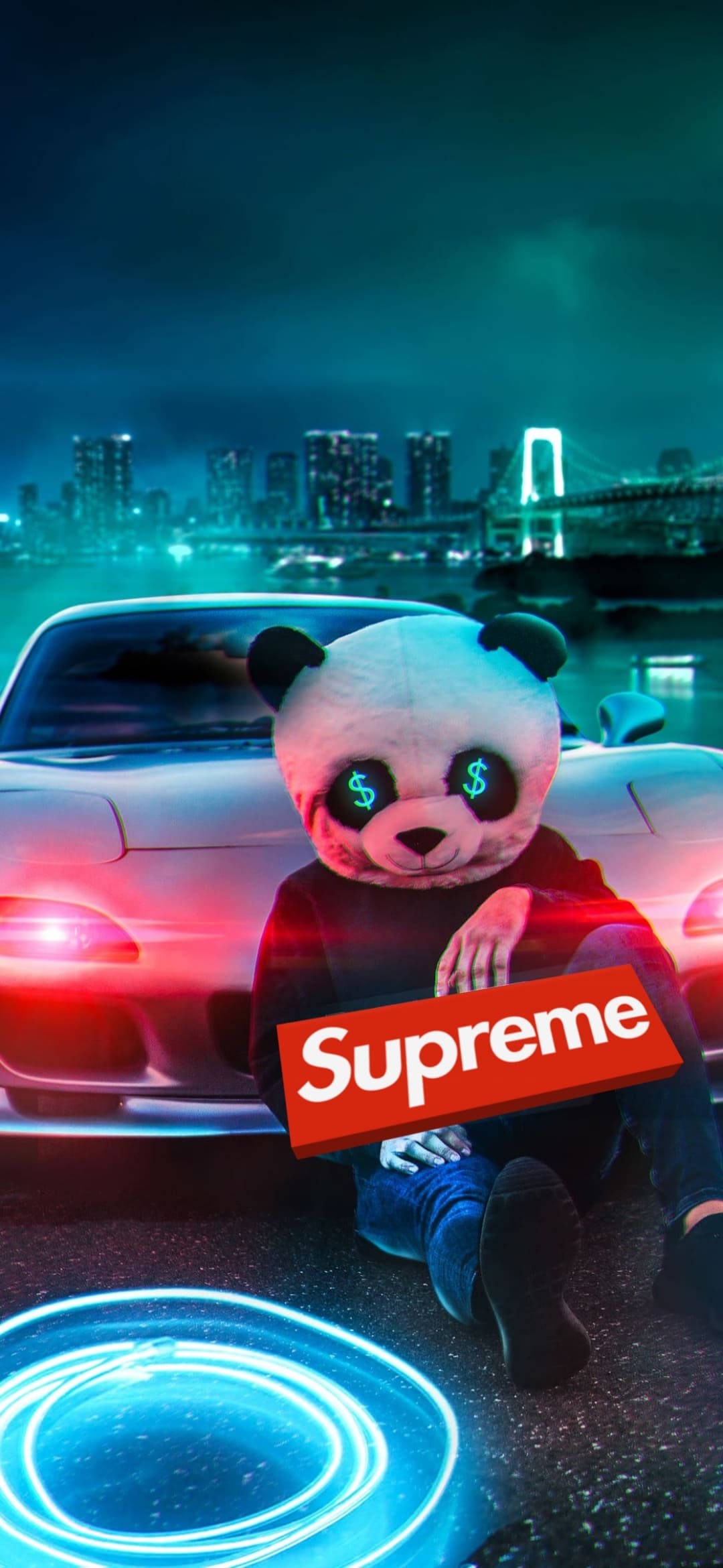 红色Supreme与熊猫史诗组合 壁纸