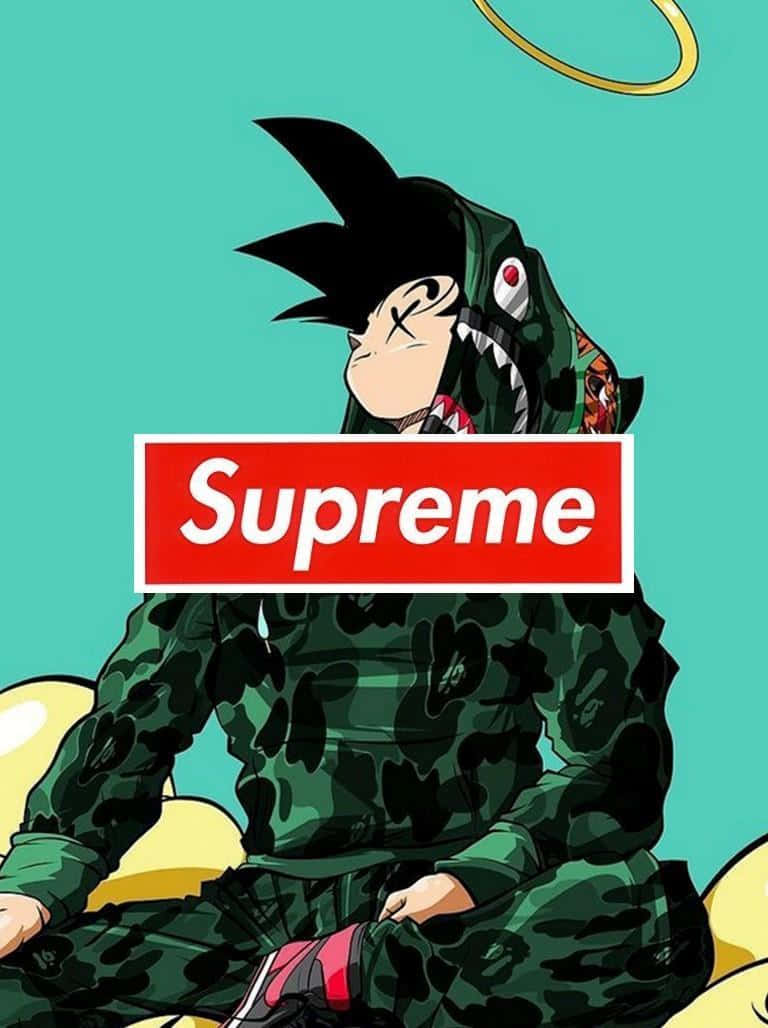 酷炫Supreme动漫龙珠Z悟空穿连帽衫 壁纸