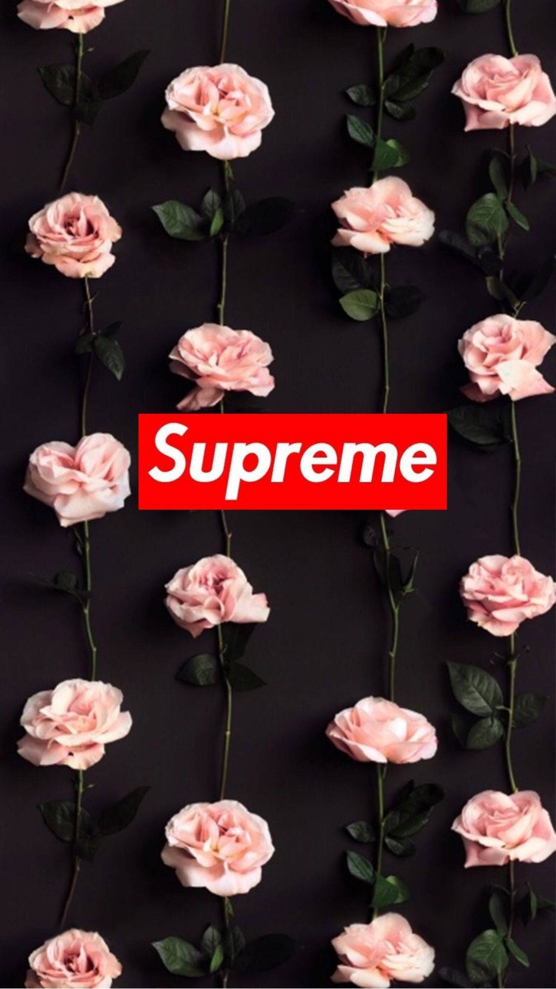Supreme粉色花朵可爱iPhone壁纸 壁纸