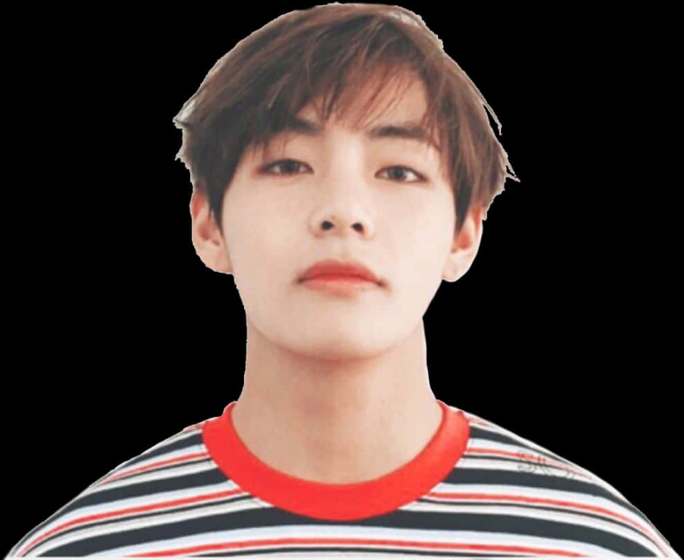Taehyung_条纹_衬衫_肖像 壁纸