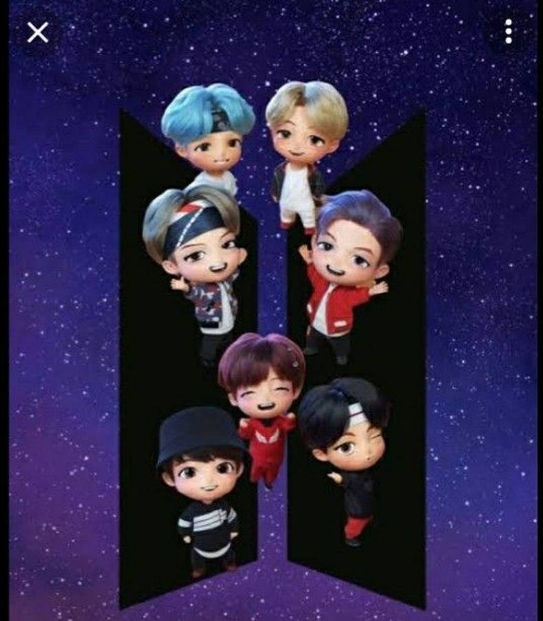 TinyTan BTS 在星空蓝背景中闪耀光芒 壁纸