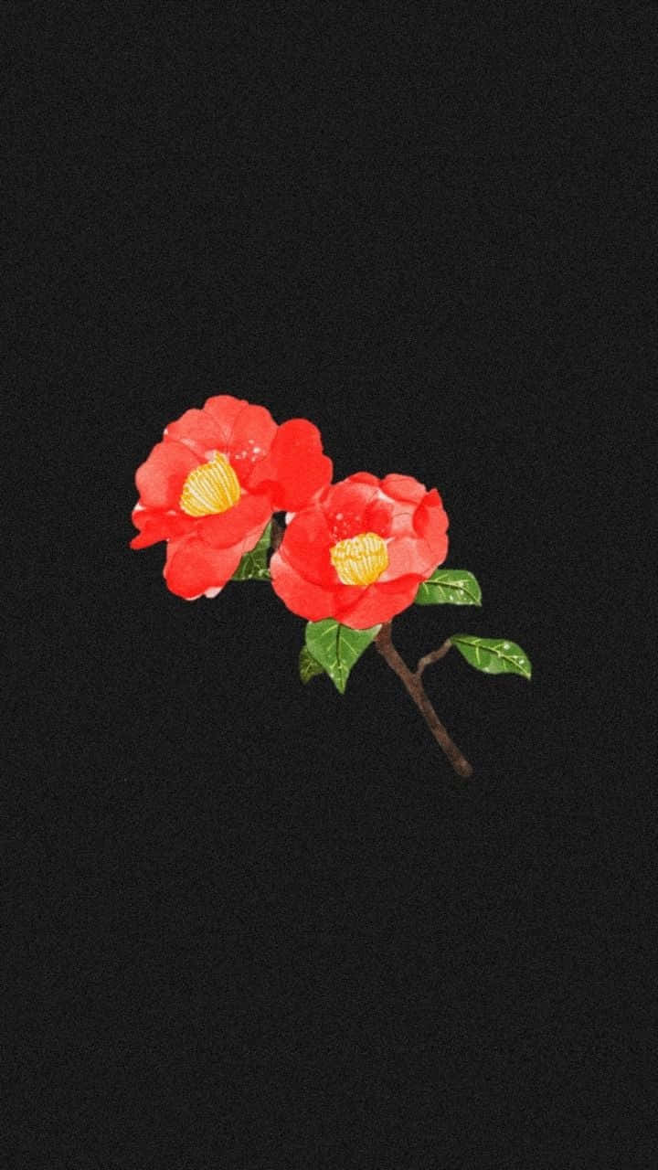红色花朵绘画美学Tumblr 壁纸
