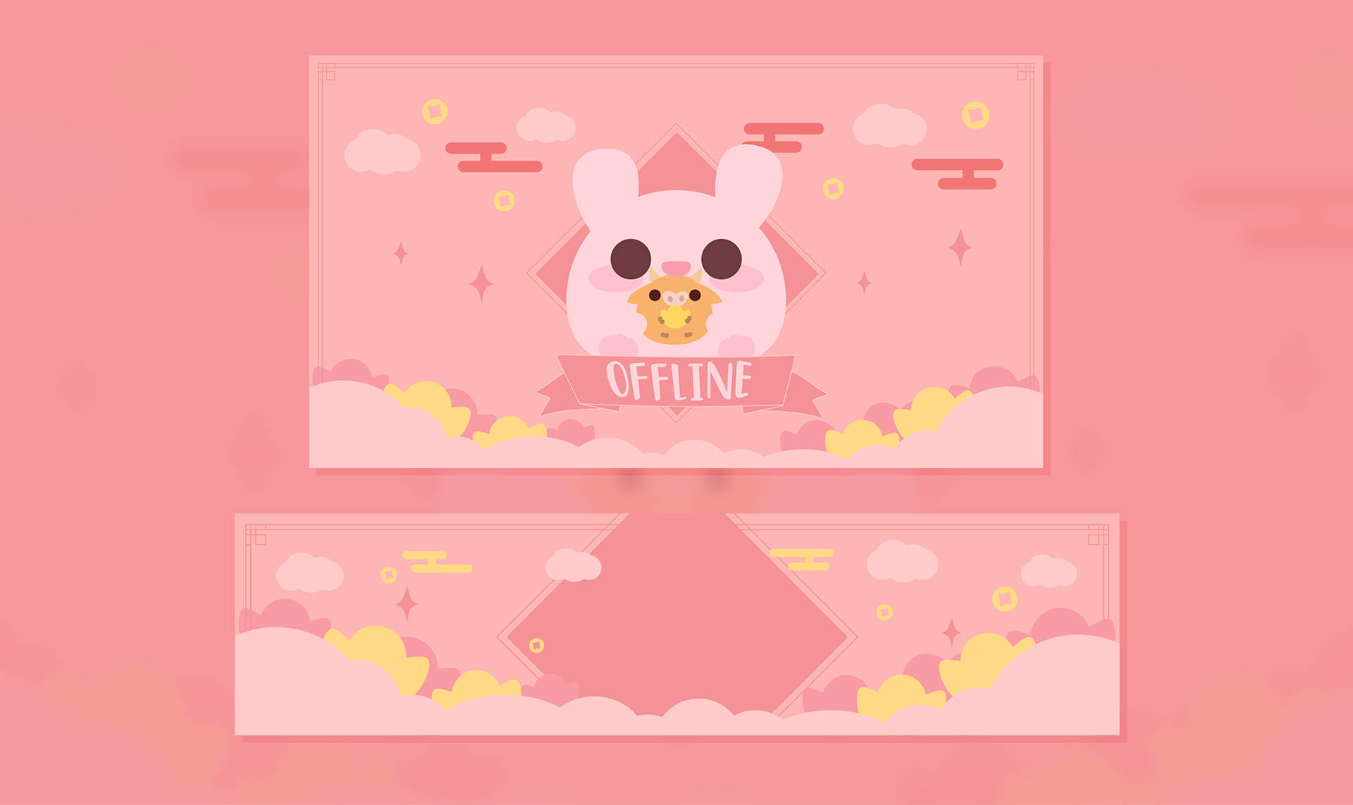 粉色卡哇伊兔子Twitch直播设计 壁纸