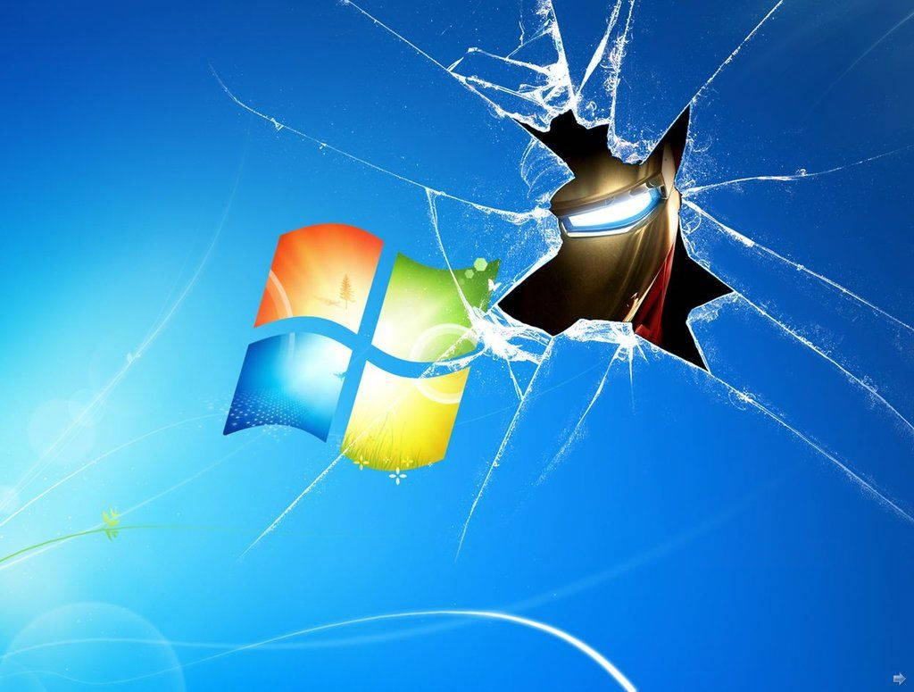 钢铁侠破碎Windows屏幕 壁纸