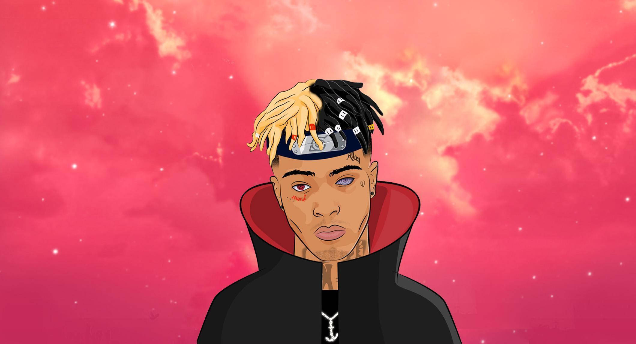 说唱歌手Xxxtentacion动漫风格火影忍者疾风传红云黑底袍壁纸 壁纸