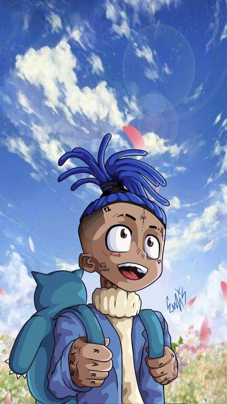 XXxtentacion 动漫蓝外套形象 壁纸