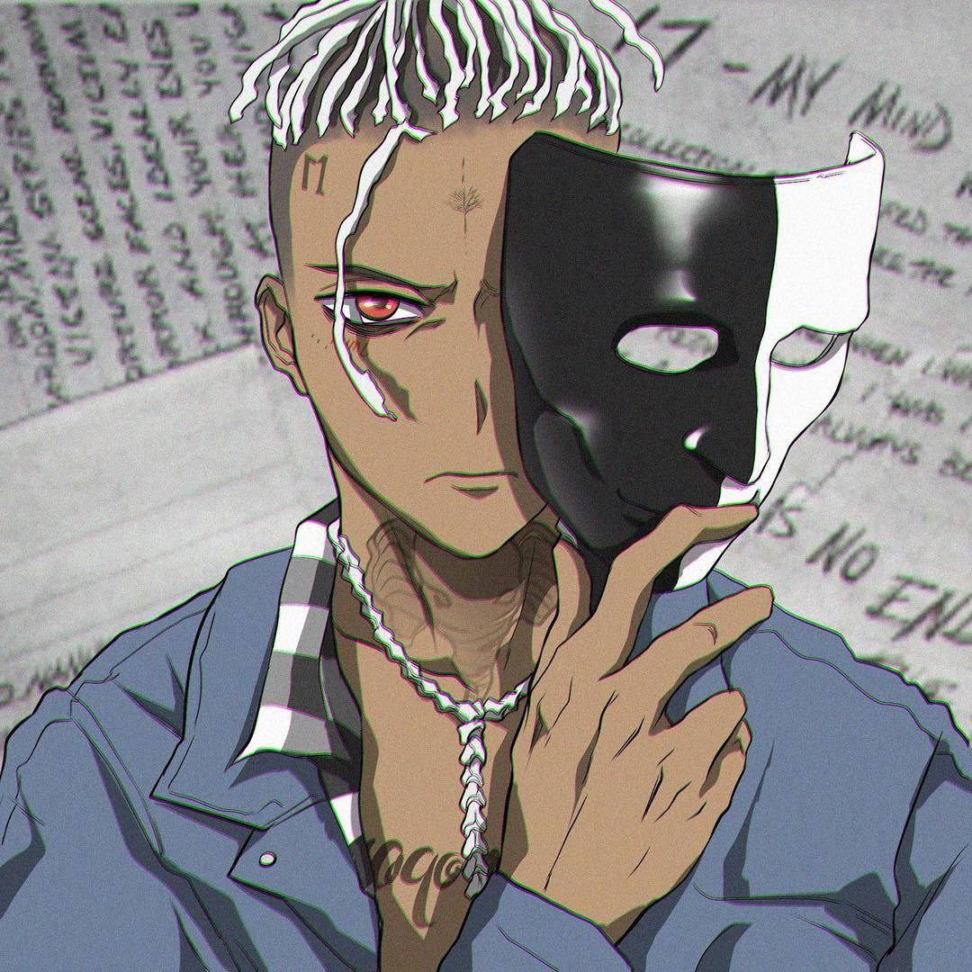 Xxxtentacion 动漫黑白面具 壁纸
