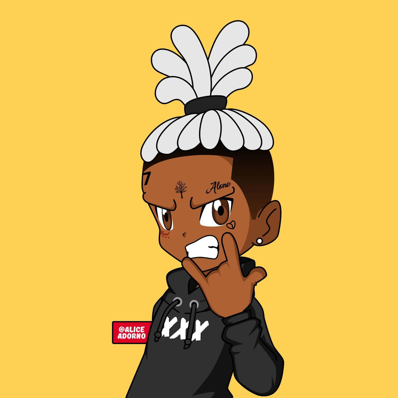 XXXTentacion 卡通说唱歌手摇滚手势 壁纸