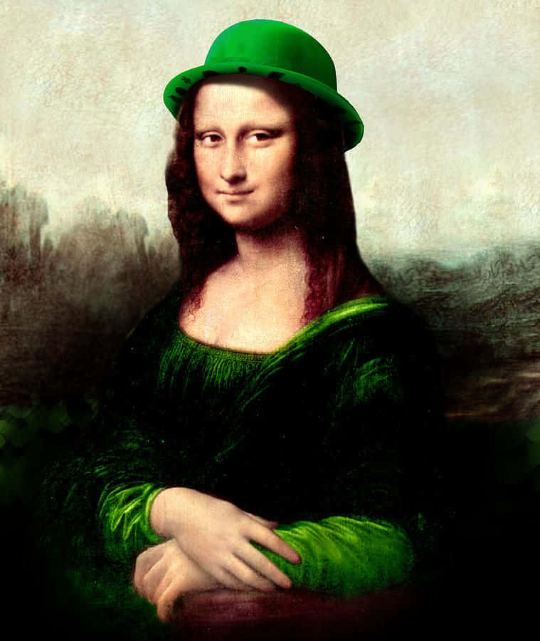 一位戴着绿色帽子的女性画作 壁纸