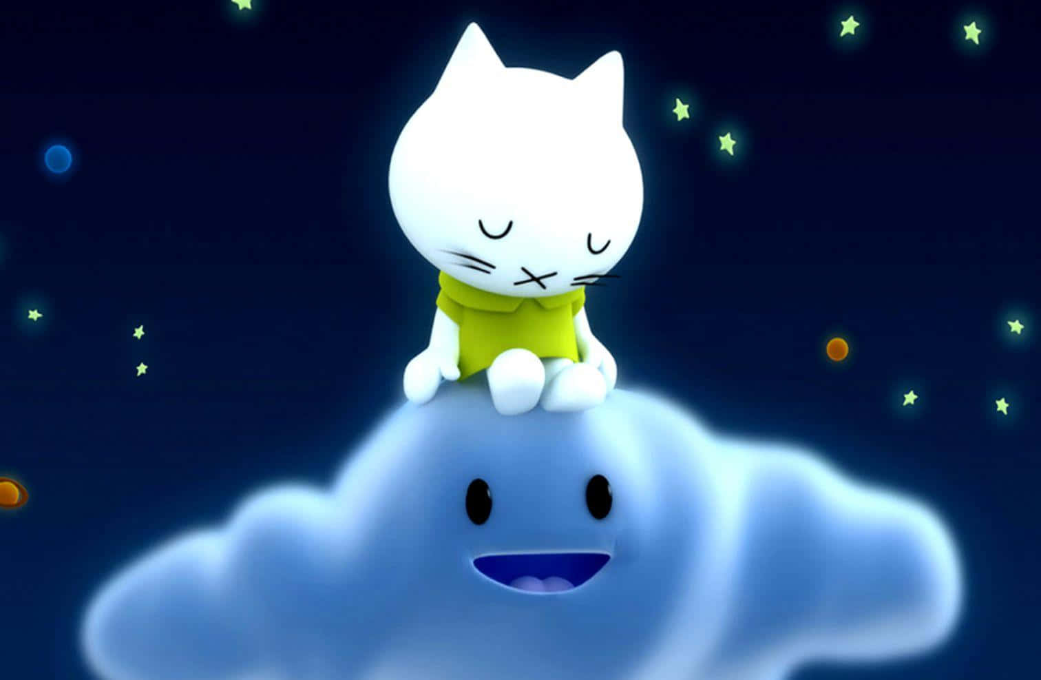 一只坐在云上的猫 壁纸