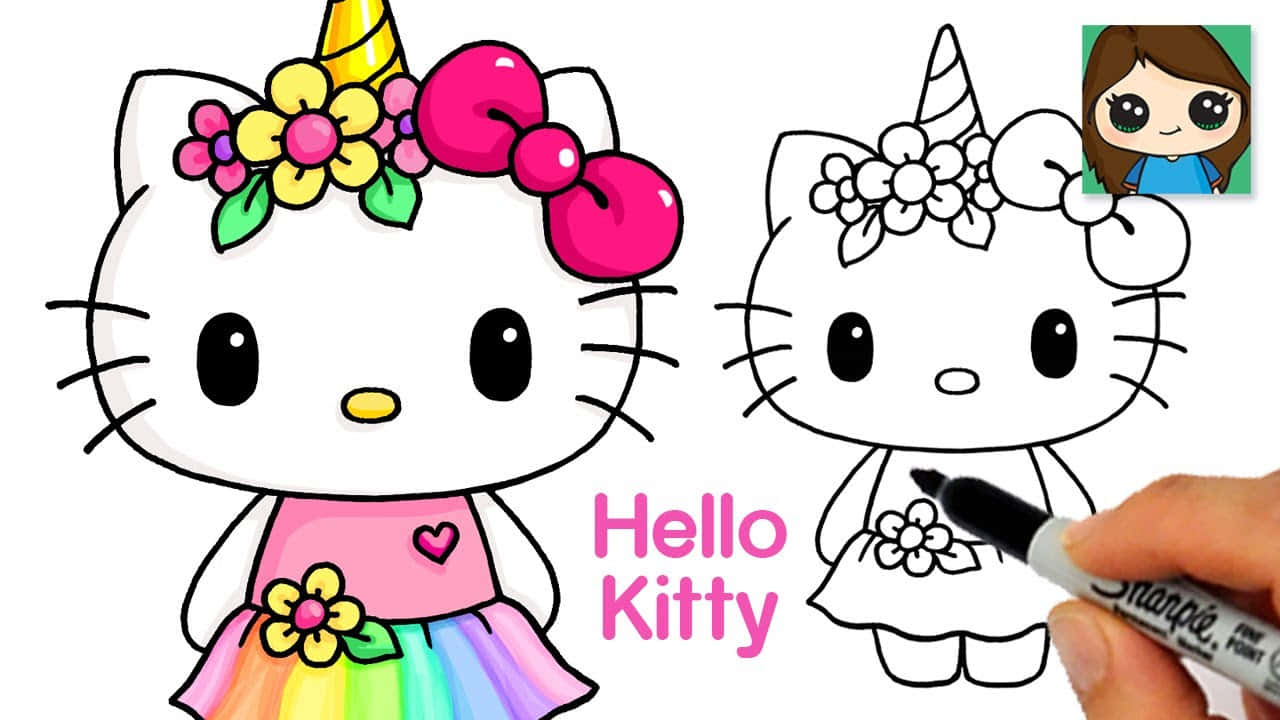 一只开心的Hello Kitty向你打招呼！ 壁纸