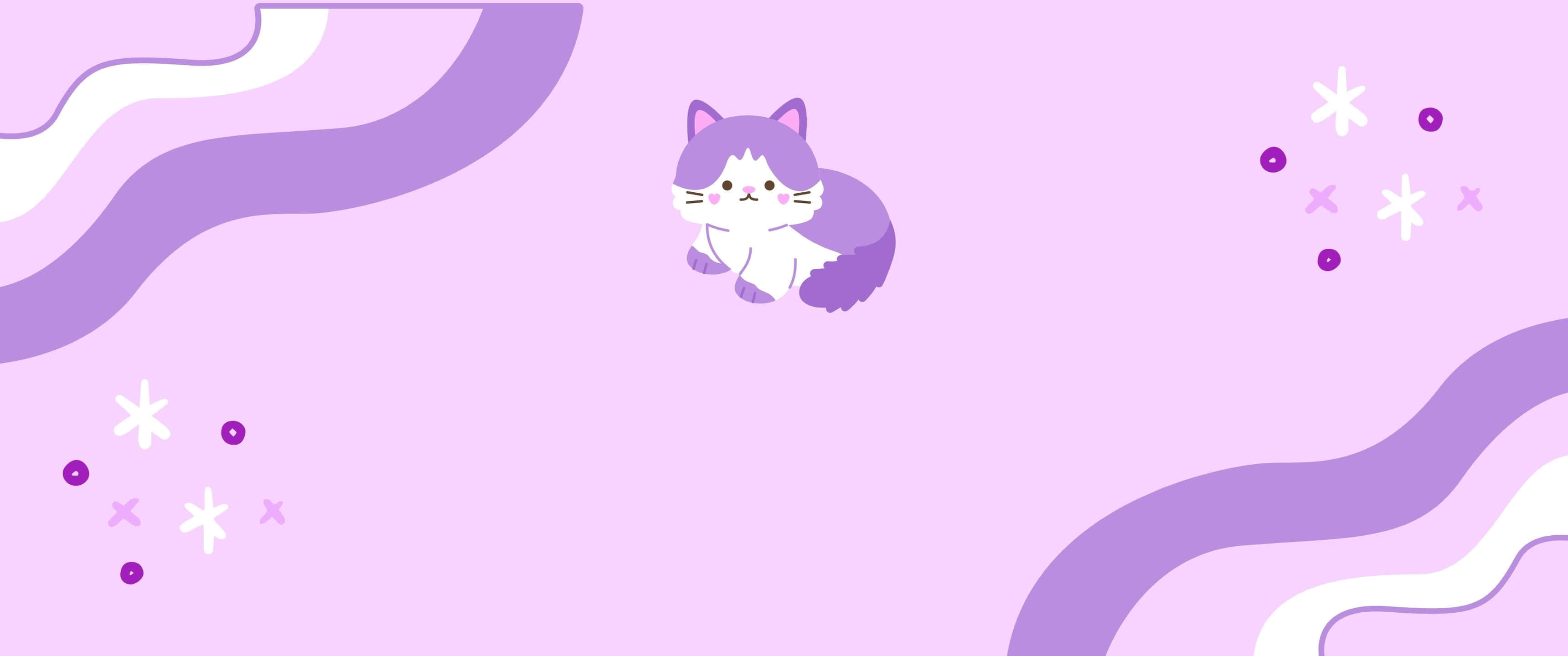 一只猫站在紫色背景上 壁纸