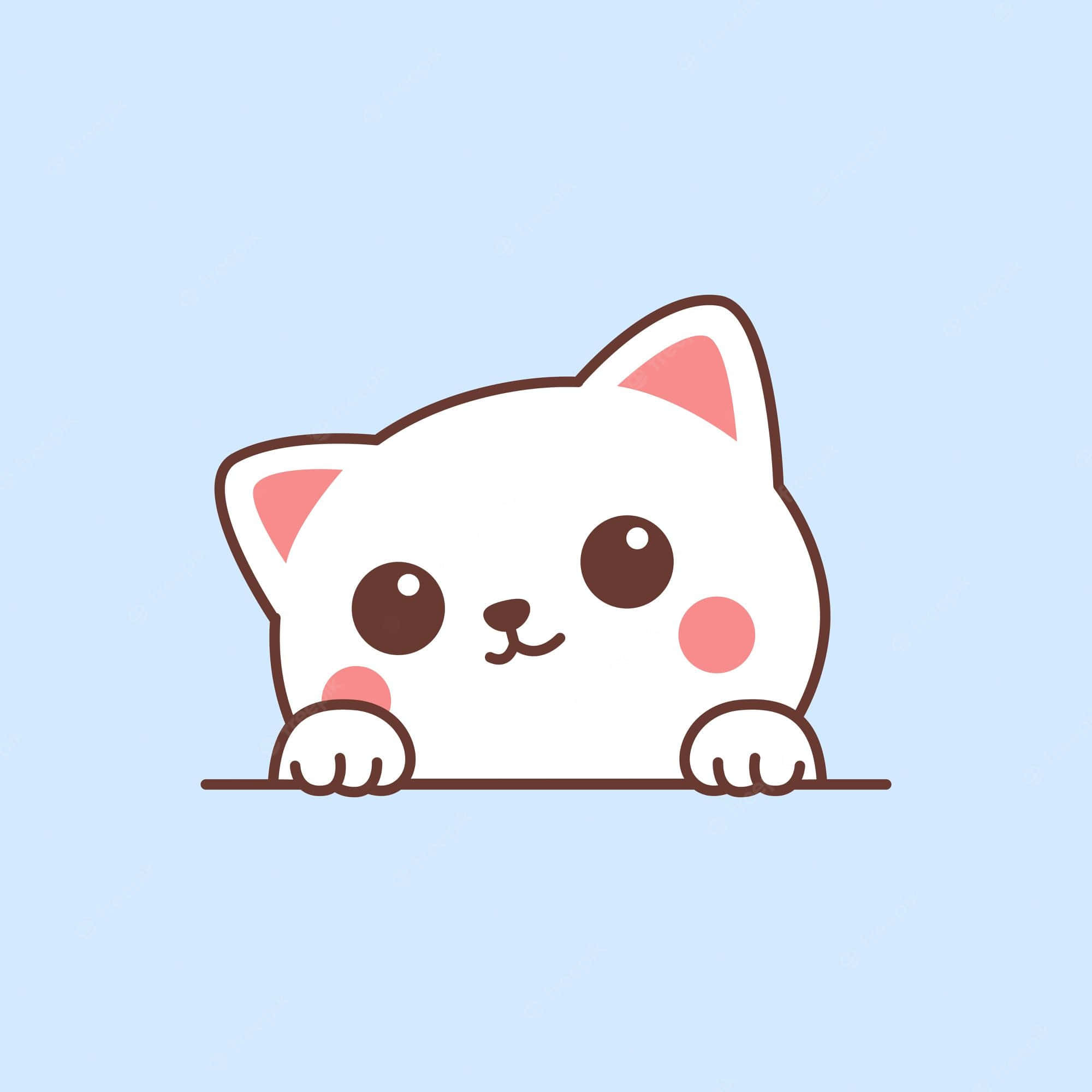 一只白猫从角落探出头来 壁纸