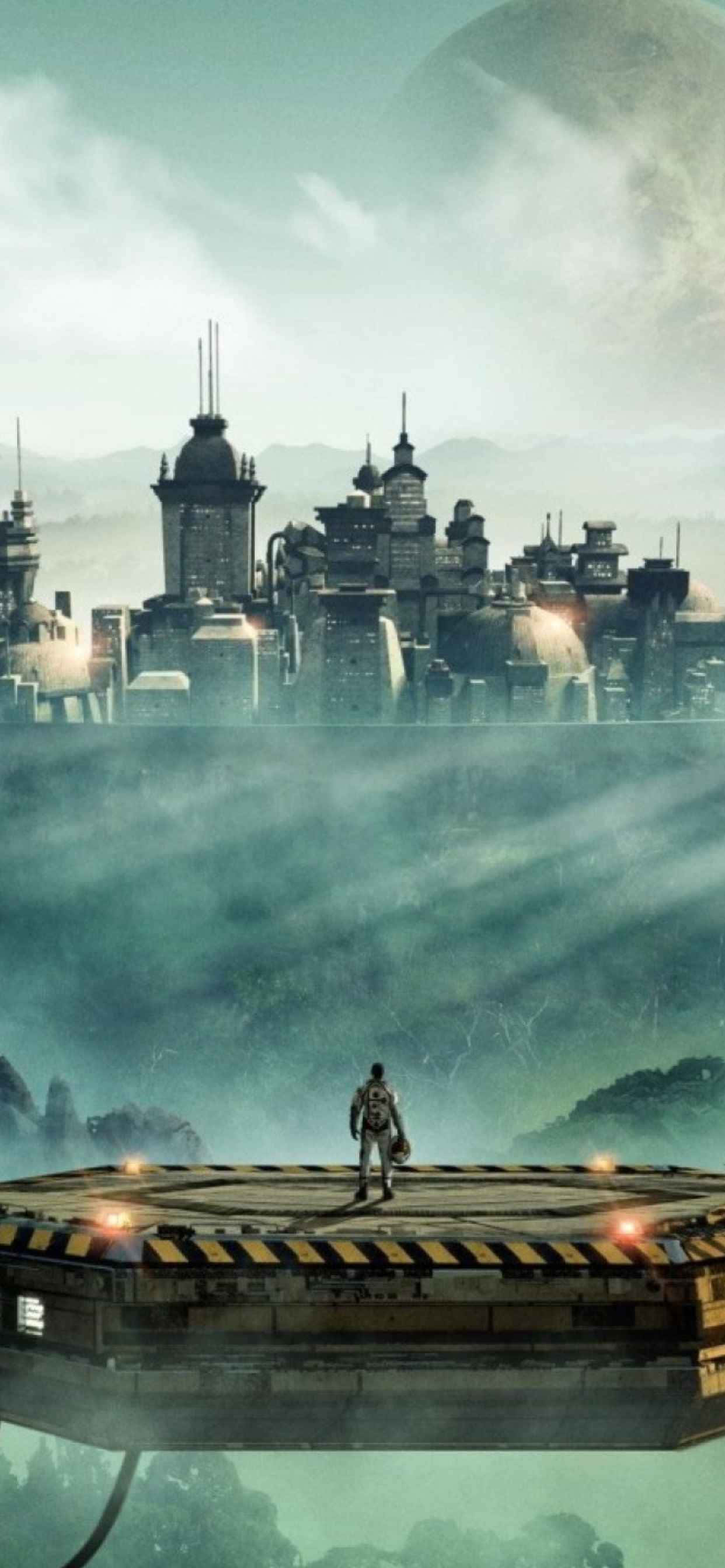 一名男子站在太空中的桥上 壁纸