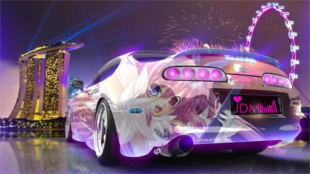 一辆粉紫色涂装的汽车 壁纸