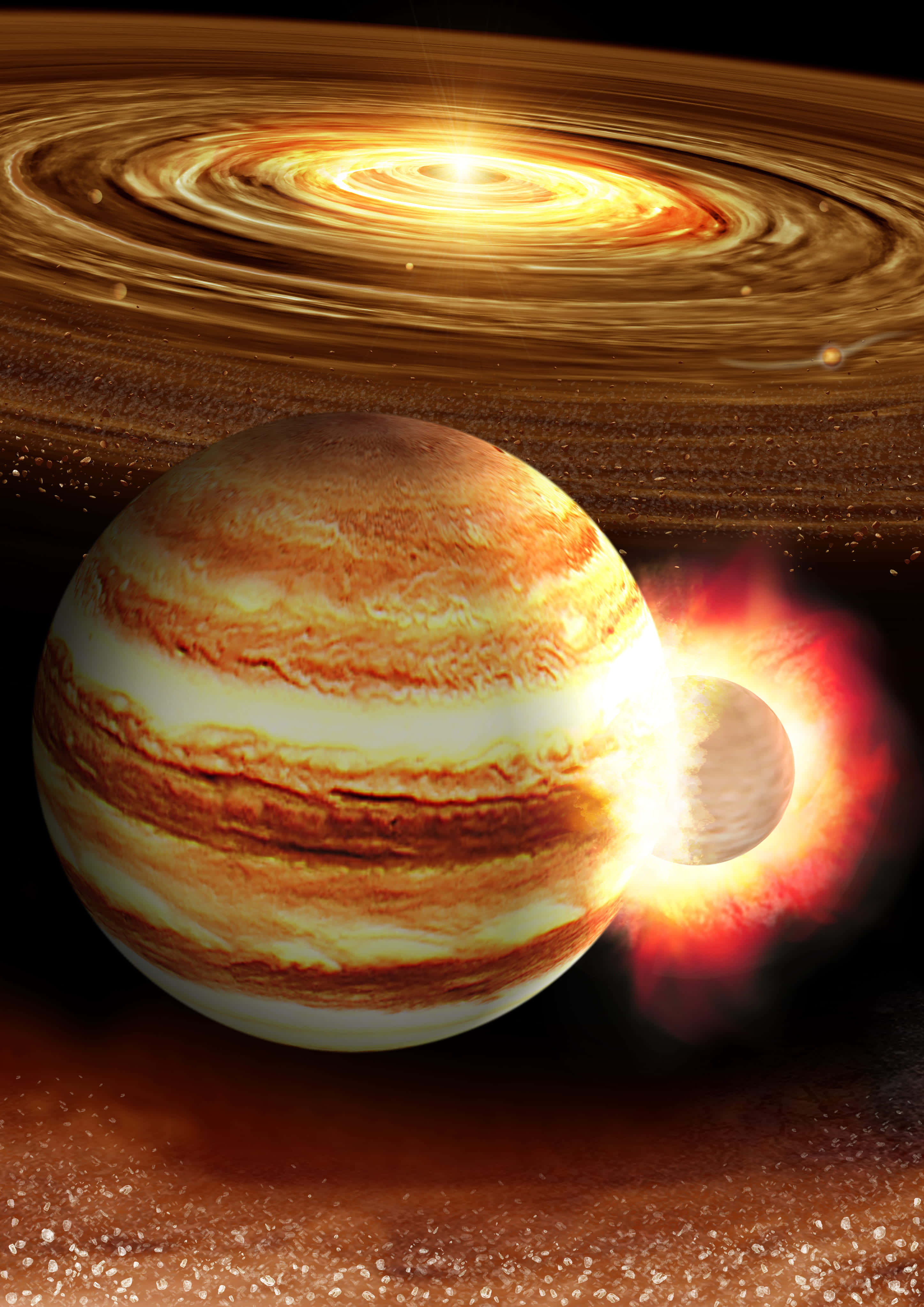 一颗行星正被流星撞击 壁纸