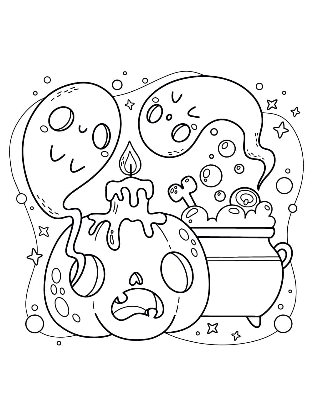 万圣节泡泡浴幽灵涂色画 壁纸