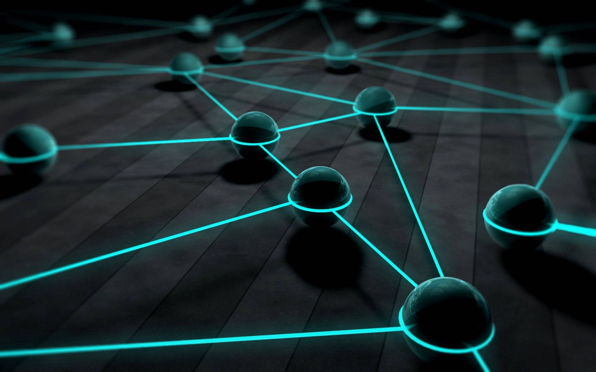 3D黑色球体连接线条壁纸