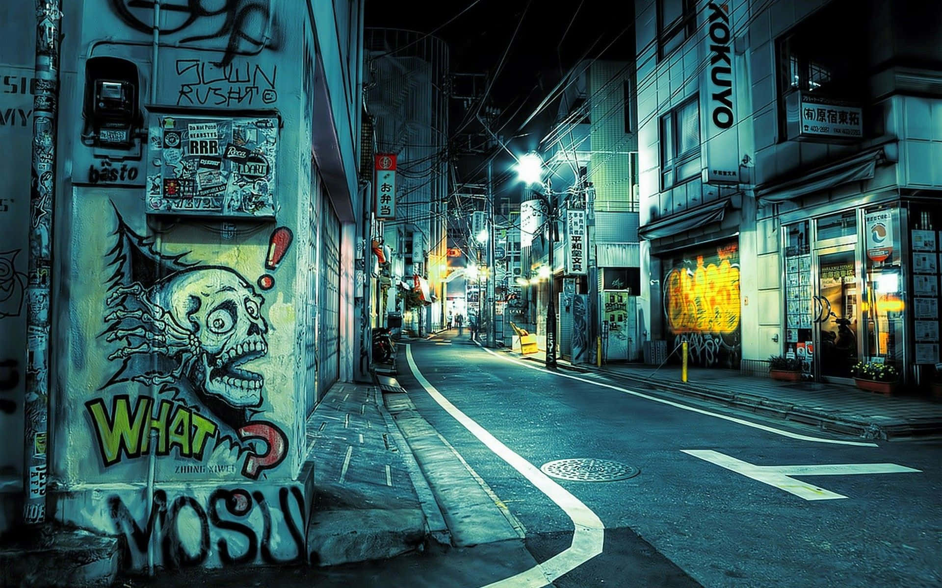 东京日本街头涂鸦背景 壁纸