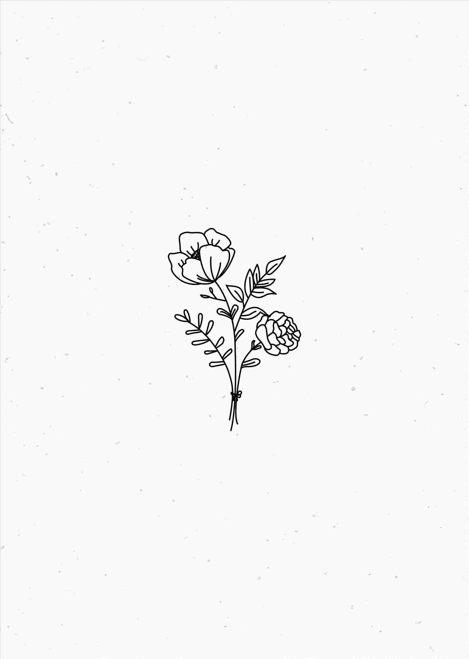 两朵简约花朵美学素描 壁纸