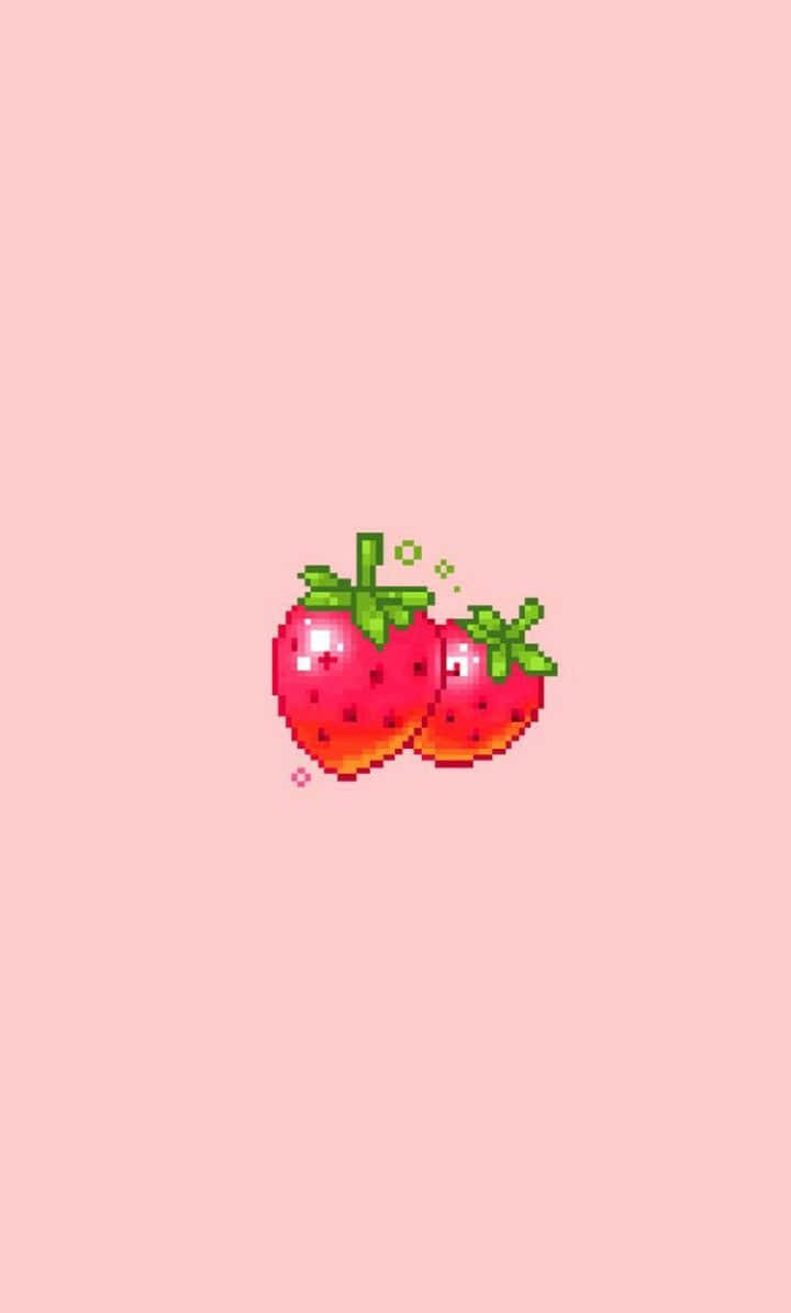 两颗可爱草莓果实 壁纸