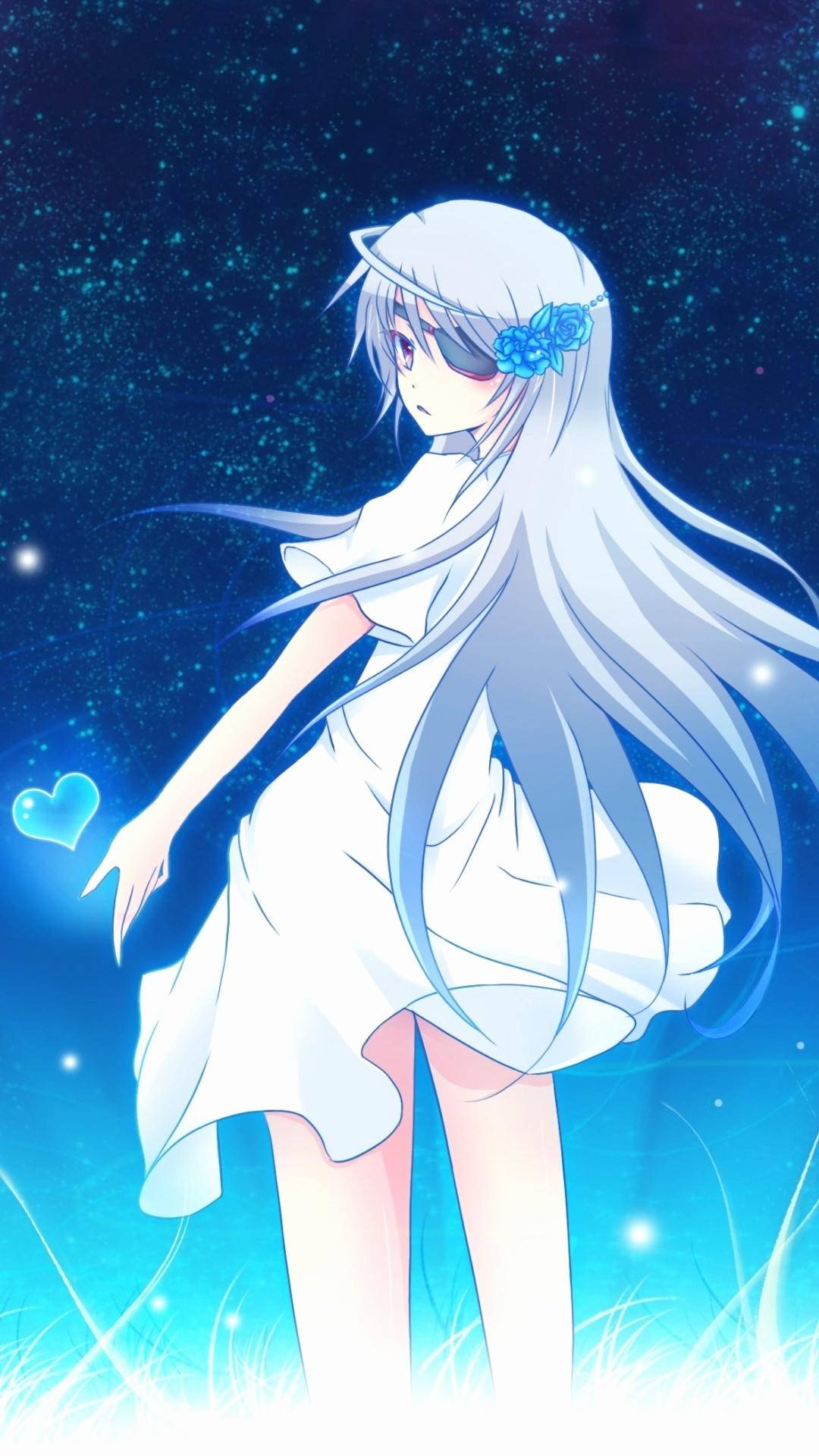 二次元蓝色系美少女头像 壁纸