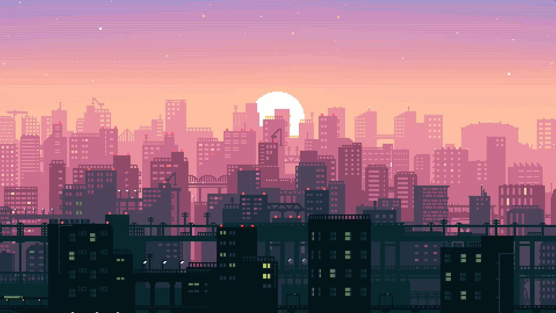 互动城市日落景观 壁纸