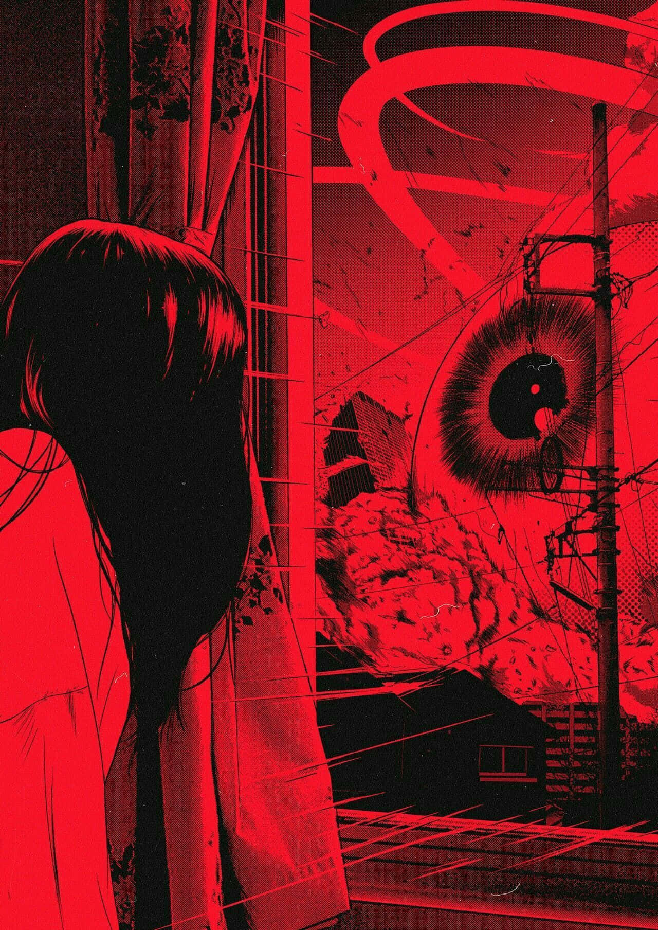 伊藤润二红色动漫美学 壁纸