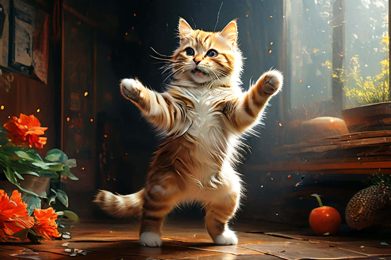 优雅舞猫阳光房间 壁纸