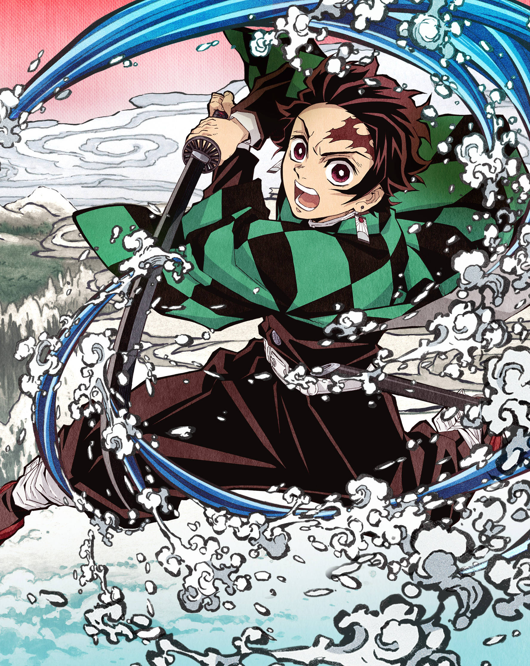 传统日式灶门炭治郎艺术 壁纸