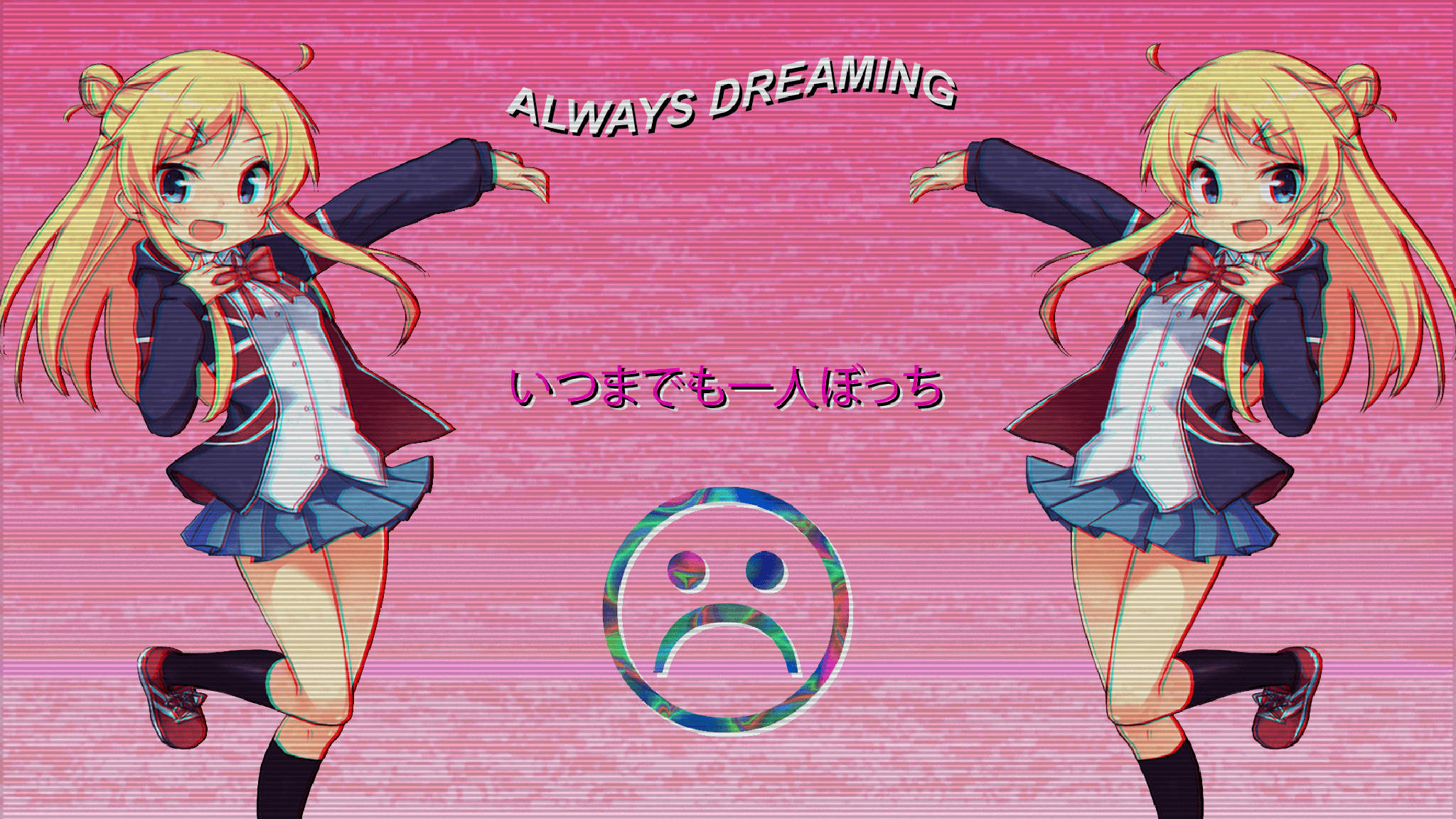 伤感粉色动漫美学 壁纸