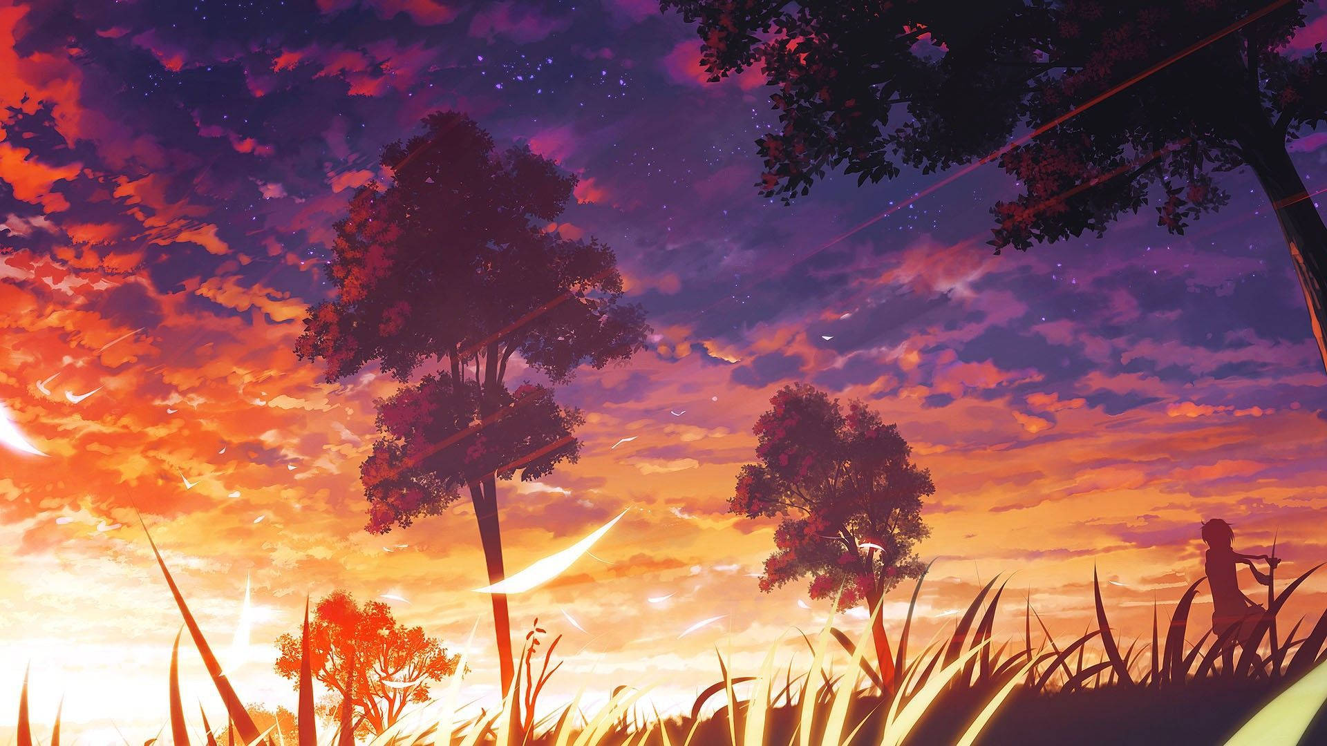 光影夕阳美学动漫风景 壁纸