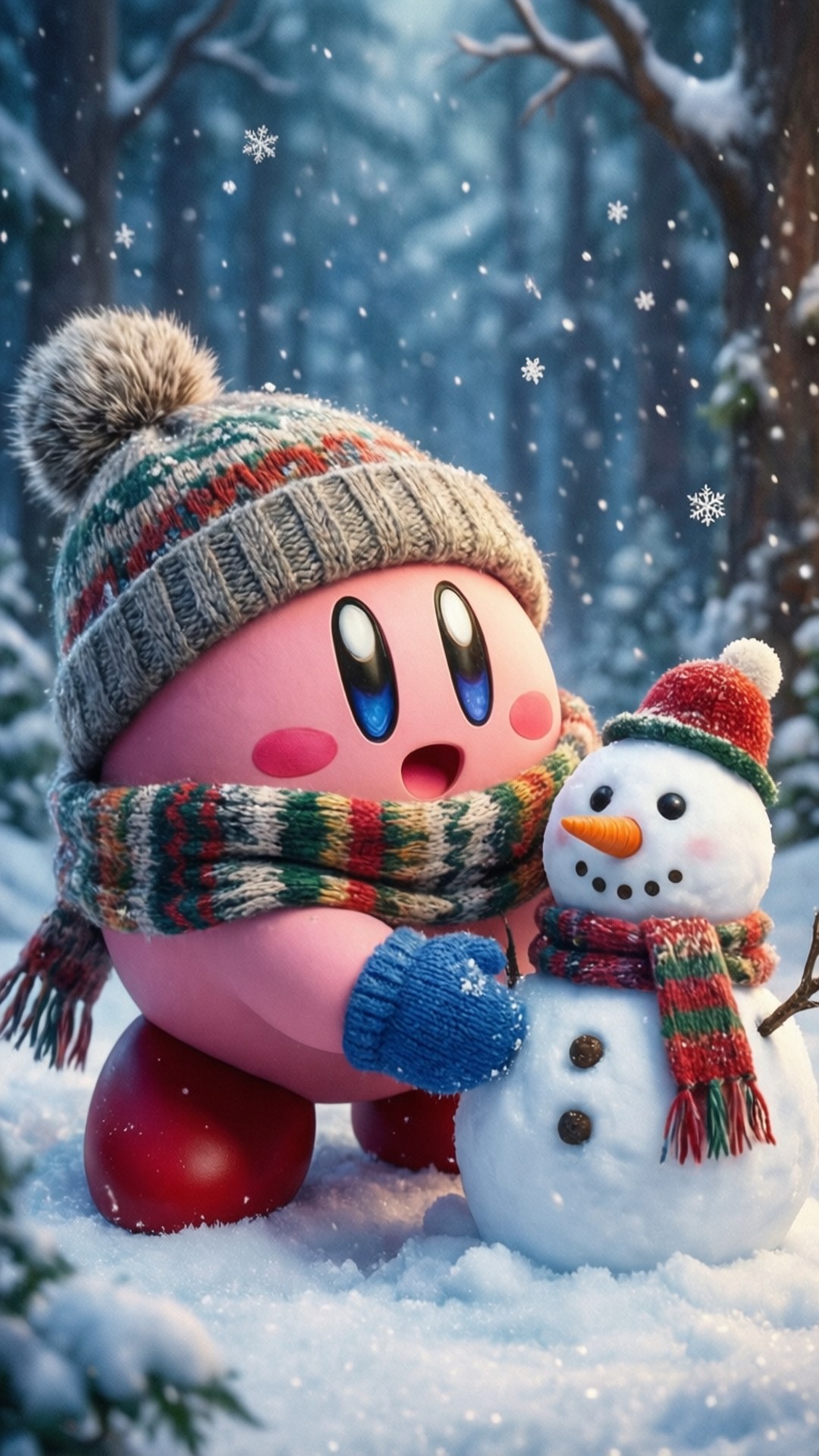 冬日乐趣：卡比玩雪 壁纸